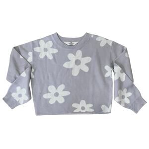 H&M Cropped Sweater Lavender white Floral Girl Size 12-14